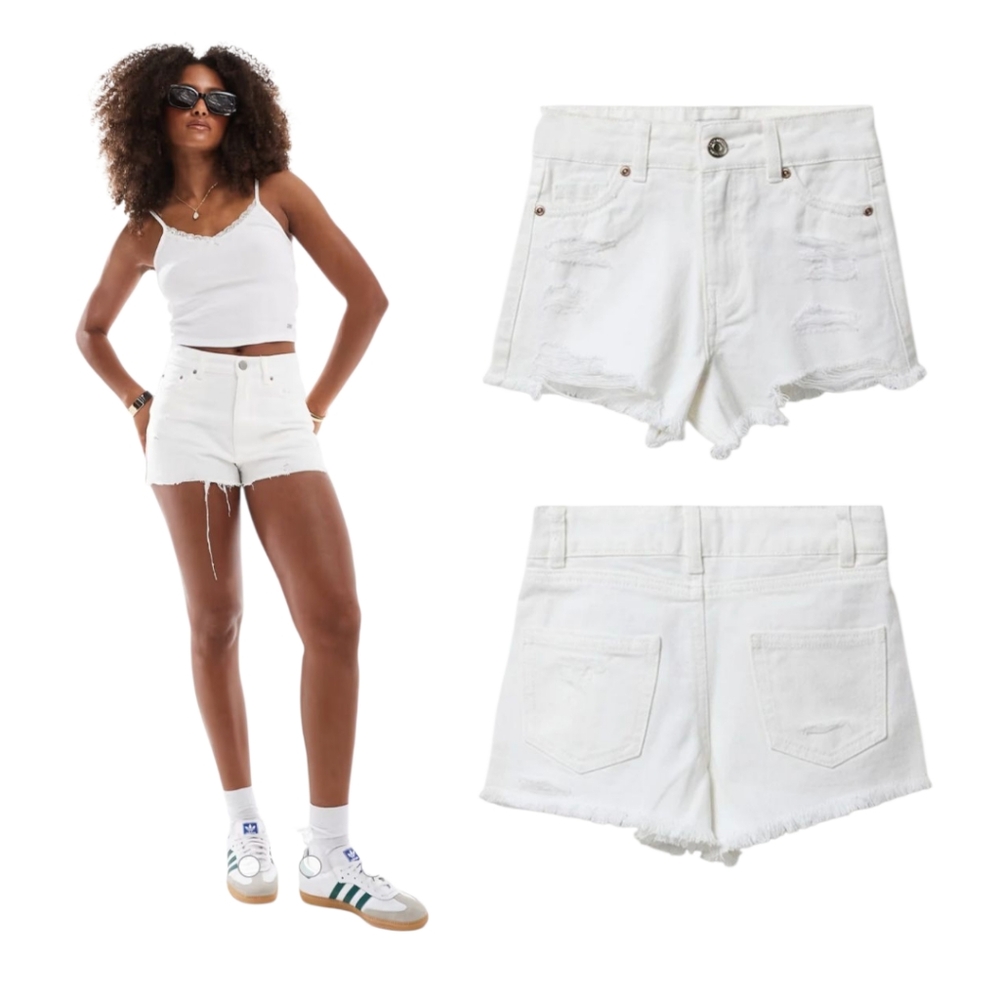SWS Denim Ladies Vintage Chelsea White Hi-Waist Distressed Jean Shorts